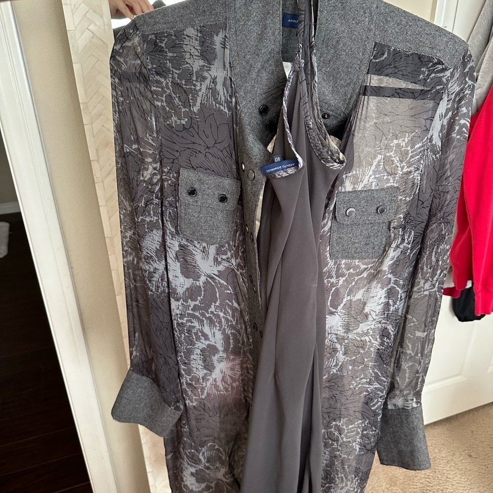 Adolfo Dominguez‎ Sheer Elegant Gray Women's Dreas
